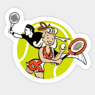 couple playing tennis Sticker